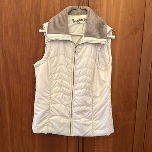 Aventura women’s vest ivory tan knit collar size Medium